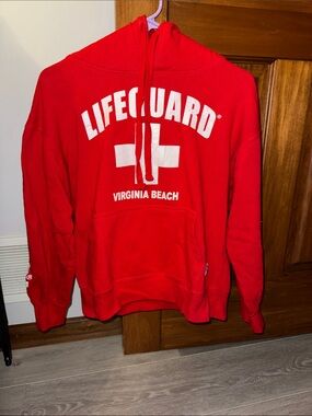 Lifeguard Virginia Beach Red Crewneck Hoodie